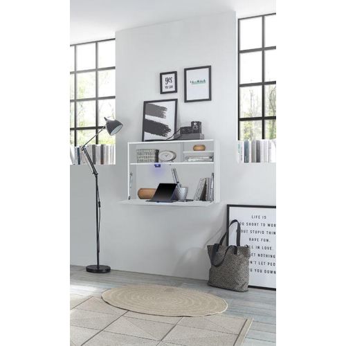Hängeschrank Sekretär Wandschreibtisch Home Office flexibel weiss matt
