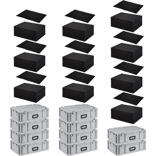 SparSet 10x Eurobox NextGen Portable mit Rasterschaumstoff & Schaumstoffeinlage | HxBxT 18,5x40x60cm | 34 Liter | Eurobehälter, Transportbox, Transportbehälter, Stapelbehälter