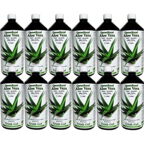 QueenRoyal Aloe Vera Trinkgel (12 Liter Sparpack) 99.55% Barbadensis Miller Blattgel unverdünnt KEIN Saft KEIN Konzentrat OHNE künstliche Vitamine.