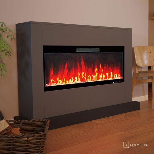 Glow Fire Elektrokamin 'Zeus127' | LED Standkamin in grau mit Heizung (1500 W) | HxBxT: 100x155x35 cm