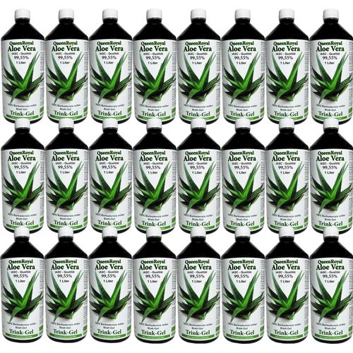 QueenRoyal Aloe Vera Trinkgel (24 Liter Sparpack) 99.55% Barbadensis Miller Blattgel unverdünnt KEIN Saft KEIN Konzentrat OHNE künstliche Vitamine.
