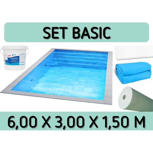 Styroporpool Set Basic - 600 x 300 x 150 cm - mit Innenfolie und Zubehör - Blaue Innenfolie