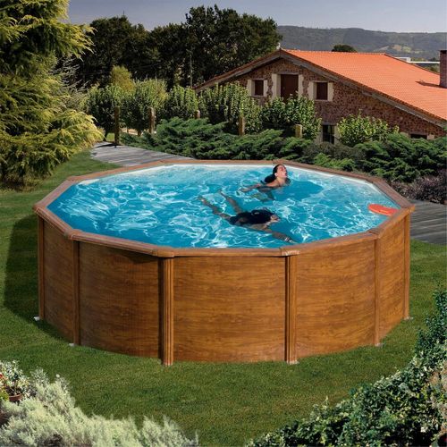 Stahlwandpool Gre GIANT Komplettset Rundpool rund 460 x 120 cm holz