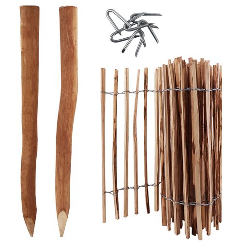 5m Komplett Set Staketenzaun 80cm hoch Lattenabstand 4-6cm mit 5 Holzpfosten 1,05m lang & Krampen