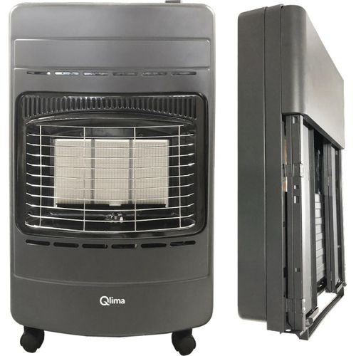 Qlima GH 342 RV 2-in-1 Gasheizung Klappbar - 63-135m³ - Energie A - 3 Heizstufen - PiezoZündung - Kippschutz - Schwarz - Gasheizer | Gasheizgerät