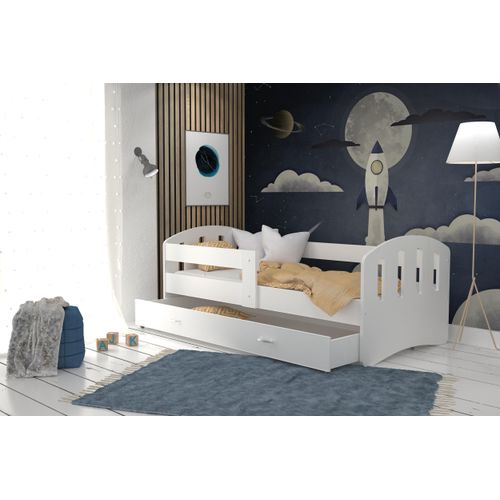 MEBLITO Fabio Kinderbett Gitterbett Juniorbett Kinderzimmer Jugendbett Einzelbett Weiss 180x80 mit Matratze