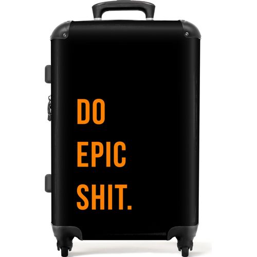 NoBoringSuitcases.com - Großer Koffer Zitat - Reisekoffer schwarz mit 4 Rädern - Trolley auf Rädern 72 Liter - Rollkoffer groß leicht - Geräumiges Gepäck valise 20kg - Erwachsene Koffer - Reisegepäck mittel - Koffer groß - Gepäcktrolley XLKoffer Mittelgroß 67x43x25 cm, 72L,