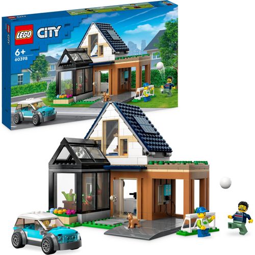 LEGO 60398 City Familienhaus mit Elektroauto, Puppenhaus Set mit Spielzeugauto und Zubehör, Bauen mit Modulen, modulares Bau-Spielzeug für Kinder ab 6 Jahren