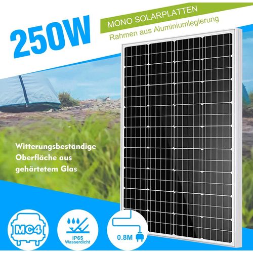 Solarpanel 250W 12V Monokristallin Solarmodul 250 Watt Mono für Wohnmobil Boot Camping