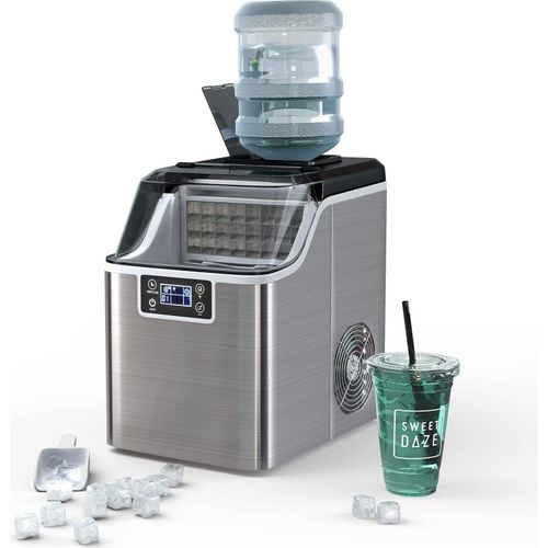 3,2L Eiswürfelbereiter, Ice Maker 24 Eiswürfel in 15 min, Eiswürfelmaschine 18 kg/24h, Eismaschine mit Selbstreinigungsfunktion, inkl. 2.3L Eislagerraum & 24H Timer, Silber
