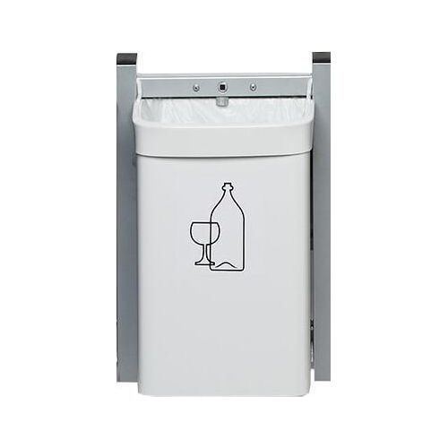 Wertstoffsammler für die Wandbefestigung - 15 l - 425 x 310 x 230 mm (H x B x T) - Piktogramm Glas - weiß