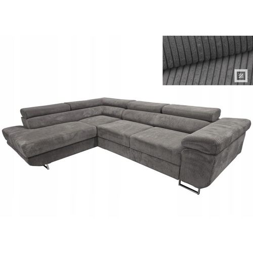 Ecksofa AMIGO L Grau Stoff Kord Poso 22 Polsterecke mit Schlaffunktion