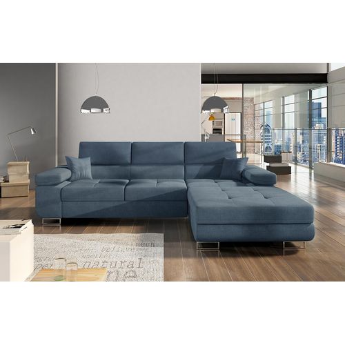 Armando Ecksofa 280 x 205 cm Grau-Beige / Weiß (Webstoff / Kunstleder), Ausführung:Links