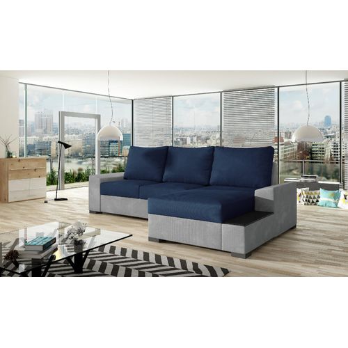Ecksofa 245 x 160 cm Grau / Weiß (Webstoff / Kunstleder), Ausführung:Links