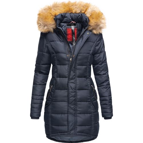 Navahoo PAPAYA Damen Winter Jacke Steppjacke Mantel Parka Kapuze Warm Gefüttert Blau Gr. 34- XS