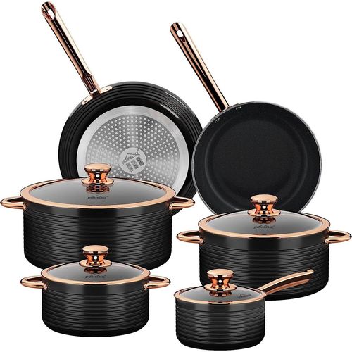 Topfset 10tlg Induktions Töpfe Set mit Deckel,Keramik-Antihaftbeschichtung