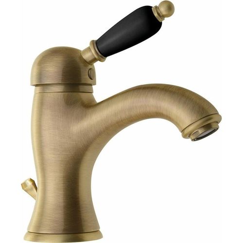 KIRKÉ BLACK Waschtischarmatur mit Ablaufgarnitur, schwarzer Hebel, bronze