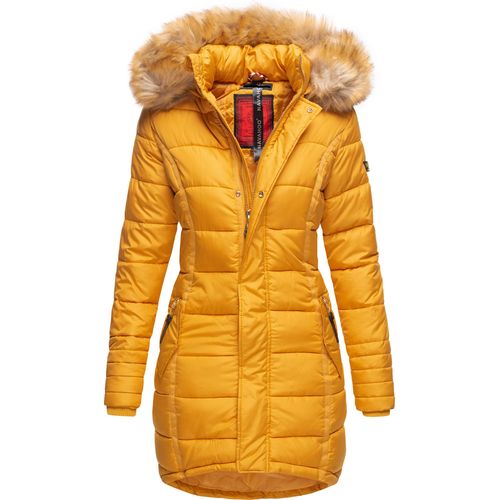Navahoo PAPAYA Damen Winter Jacke Steppjacke Mantel Parka Kapuze Warm Gefüttert Gelb Gr. 34- XS