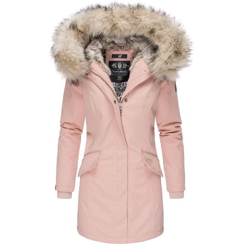 Navahoo Premium Damen Winterjacke Parka Mantel Jacke Kunstfell Gefüttert Kapuze Cristal Rosa Gr. 36 - S