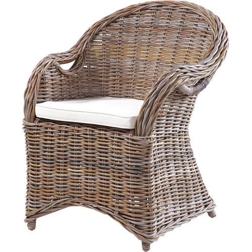 Garten Sessel aus Naturrattan GAZA-120 in grau, B/H/T: ca. 56/88/64 cm