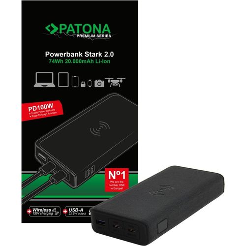 Powerbank Stark 2.0 PD100W 20000mAh QI kabelloses laden USB-C USB-A USB Port PD 100W
