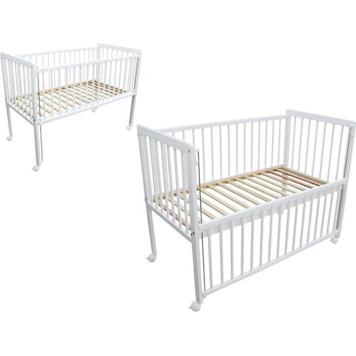 Kinderbett / Beistellbett / Babybett 2in1 120x60cm weiß