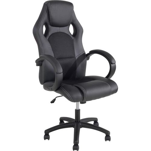 Gaming-Stuhl - Schwarz - Kunstleder - Mesh - mit Armlehnen