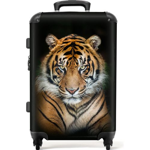 NoBoringSuitcases.com - Großer Koffer - Reisekoffer Tiger mit 4 Rädern - Trolley auf Rädern 72 Liter - Rollkoffer groß - Geräumiger Gepäckkoffer 20kg - Erwachsenenkoffer mittelgroß - Reisegepäck & Reisezubehör mittelgroß - Reisekoffer leichtKoffer Mittelgroß 67x43x25 cm, 72L,