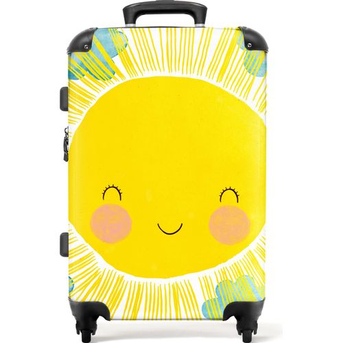 NoBoringSuitcases.com - Großer Koffer - Gelber Kinderkoffer Sonne geeignet für Jungen und Mädchen - Reisekoffer mit 4 Rädern - Trolley auf Rädern 72 Liter - Rollkoffer große Kinder tsa lock - Geräumiges Gepäck valise 20kg - Reisegepäck & Reisezubehör mediumKoffer Mittelgroß 67x43x25 cm, 72L,