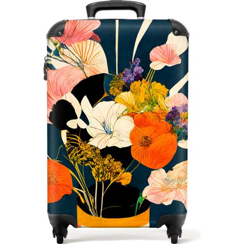 NoBoringSuitcases.com® Koffer Handgepäck Trolley Rollkoffer Kleine Reisekoffer mit 4 Rollen - Blumen - Vase - Malerei - Pflanzen - Cabin Size < 55x40x23 cm & 55x40x20 cm - Fotokoffer - Kabinenkoffer - BoardgepäckHandgepäck Koffer 55x35x20 cm, 36L,