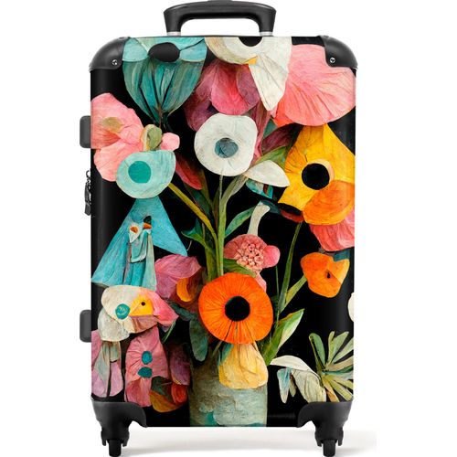 NoBoringSuitcases.com® Großer Koffer - Blumenstrauß - Vase - Blumen - Farben - Kombinationsschloss TSA - Hartschalen Trolley 4 Rollen - 72 liter - Reisekoffer - 66 cmKoffer Mittelgroß 67x43x25 cm, 72L,
