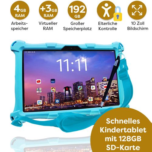 AngelTech Kindertablet XL PRO II - Android 13 - 4+3 GB RAM - 64+128 GB - Octa-Core-Prozessor - Schnelles 10