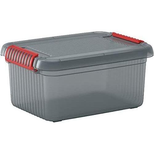 SuperSparSet 10x Mehrzweck Aufbewahrungsbehälter MANATEE mit Deckel | HxBxT 39x59x28cm| 42 Liter | Grau/Orange | Behälter, Box, Aufbewahrungsbehälter, Aufbewahrungsbox