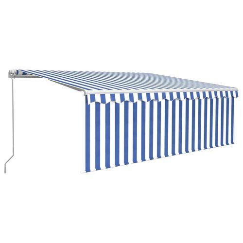 Markisen - HOMMIE, Gelenkarmmarkise Einziehbar mit Jalousie 4x3 m Blau und Weiß 2023