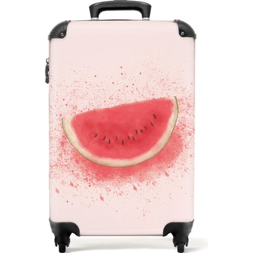 NoBoringSuitcases.com® Koffer Handgepäck Trolley Rollkoffer Kleine Reisekoffer mit 4 Rollen - Wassermelone - Obst - Pastell - Sommer - Cabin Size < 55x40x23 cm & 55x40x20 cm - Fotokoffer - Kabinenkoffer - BoardgepäckHandgepäck Koffer 55x35x20 cm, 36L,