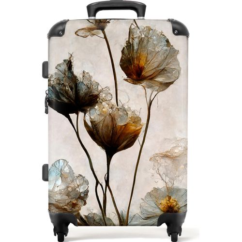 NoBoringSuitcases.com® Großer Koffer - Vintage - Blumen - Pflanzen - Abstrakt - Kombinationsschloss TSA - Hartschalen Trolley 4 Rollen - 72 liter - Reisekoffer - 66 cmKoffer Mittelgroß 67x43x25 cm, 72L,