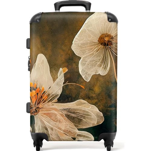 NoBoringSuitcases.com® Großer Koffer - Blumen - Pflanzen - Natur - Illustration - Kombinationsschloss TSA - Hartschalen Trolley 4 Rollen - 72 liter - Reisekoffer - 66 cmKoffer Mittelgroß 67x43x25 cm, 72L,