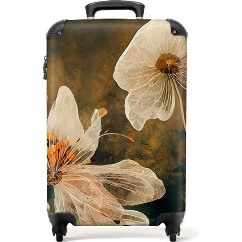 NoBoringSuitcases.com® Koffer Handgepäck Trolley Rollkoffer Kleine Reisekoffer mit 4 Rollen - Blumen - Pflanzen - Natur - Illustration - Cabin Size < 55x40x23 cm & 55x40x20 cm - Fotokoffer - Kabinenkoffer - BoardgepäckHandgepäck Koffer 55x35x20 cm, 36L,