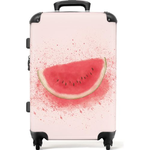 NoBoringSuitcases.com® Großer Koffer - Wassermelone - Obst - Pastell - Sommer - Kombinationsschloss TSA - Hartschalen Trolley 4 Rollen - 72 liter - Reisekoffer - 66 cmKoffer Mittelgroß 67x43x25 cm, 72L,