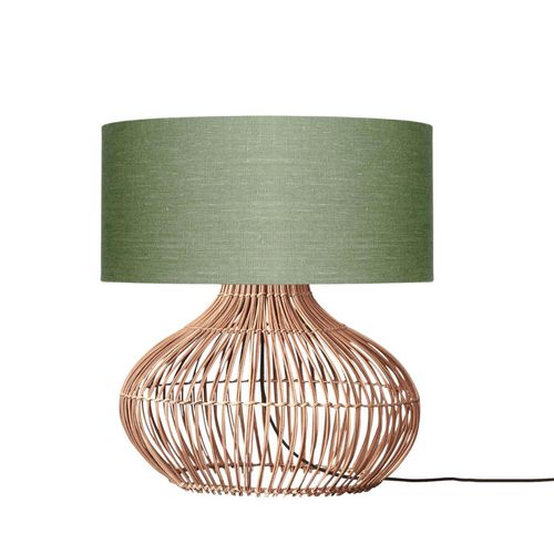 GOOD&MOJO - Tischleuchte Kalahari - Grün/Rattan - Ø47cm Tischlampe - Nachttischlampe, Wohnzimmer, Schlafzimmer