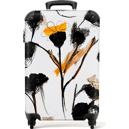 NoBoringSuitcases.com® Koffer Handgepäck Trolley Rollkoffer Kleine Reisekoffer mit 4 Rollen - Blumen - Schwarz - Pflanzen - Pastell - Gelb - Cabin Size < 55x40x23 cm & 55x40x20 cm - Fotokoffer - Kabinenkoffer - BoardgepäckHandgepäck Koffer 55x35x20 cm, 36L,