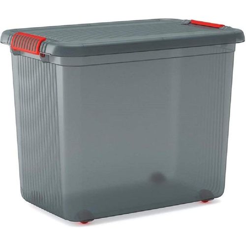 SuperSparSet 10x Mehrzweck Aufbewahrungsbehälter MANATEE mit Deckel | HxBxT 45x59x39 cm| 60 Liter | Grau/Orange | Behälter, Box, Aufbewahrungsbehälter, Aufbewahrungsbox