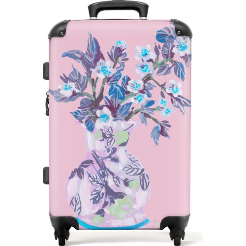 NoBoringSuitcases.com® Großer Koffer - Blumen - Vase - Rosa - Pflanzen - Kombinationsschloss TSA - Hartschalen Trolley 4 Rollen - 72 liter - Reisekoffer - 66 cmKoffer Mittelgroß 67x43x25 cm, 72L,