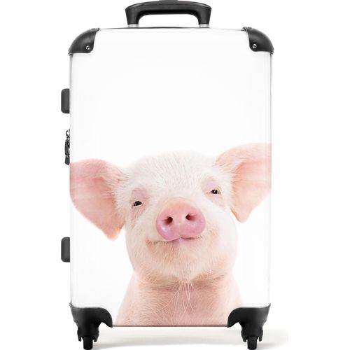 NoBoringSuitcases.com - Großer Koffer XL - Kinderkoffer Schweinchen geeignet für Jungen und Mädchen - Reisekoffer mit 4 Rädern groß - Trolley auf Rädern 72 Liter - Rollkoffer groß Kinder - Geräumiges Gepäck valise 20kg - Koffer groß - Reisegepäck mittelKoffer Mittelgroß 67x43x25 cm, 72L,