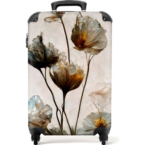 NoBoringSuitcases.com® Koffer Handgepäck Trolley Rollkoffer Kleine Reisekoffer mit 4 Rollen - Vintage - Blumen - Pflanzen - Abstrakt - Cabin Size < 55x40x23 cm & 55x40x20 cm - Fotokoffer - Kabinenkoffer - BoardgepäckHandgepäck Koffer 55x35x20 cm, 36L,
