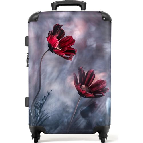 NoBoringSuitcases.com® Großer Koffer - Blumen - Rot - Pflanzen - Natur - Kombinationsschloss TSA - Hartschalen Trolley 4 Rollen - 72 liter - Reisekoffer - 66 cmKoffer Mittelgroß 67x43x25 cm, 72L,