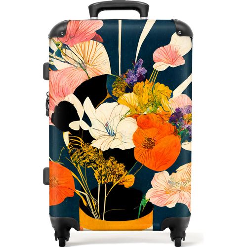 NoBoringSuitcases.com® Großer Koffer - Blumen - Vase - Malerei - Pflanzen - Kombinationsschloss TSA - Hartschalen Trolley 4 Rollen - 72 liter - Reisekoffer - 66 cmKoffer Mittelgroß 67x43x25 cm, 72L,