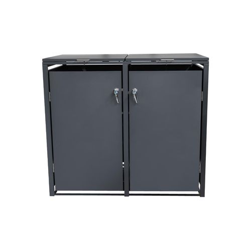 Mülltonnenbox 2-flügelig - Farbe: anthrazit, Breite: 132 cm, Höhe: 116 cm, Tiefe: 80 cm