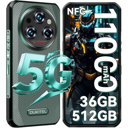 OUKITEL WP35 Pro Outdoor Smartphone 5G 36GB+512GB Android 14 Outdoor Handy Ohne Vertrag Nachtsicht ,11000mAh 6,6” FHD+ IP68 GPS NFC, Grün