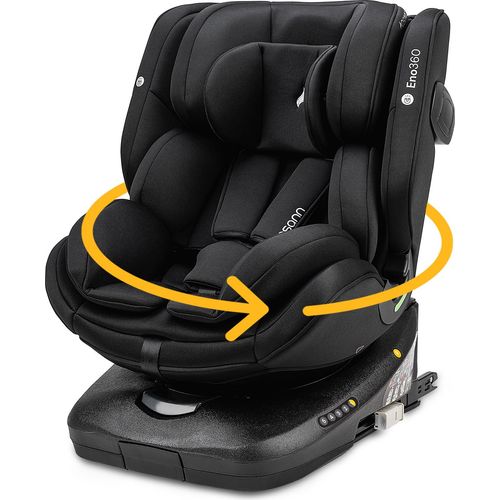 Osann Eno360 i-Size , drehbarer Kindersitz 40-150 cm, Reboarder mit Isofix und Top-Tether – All Black